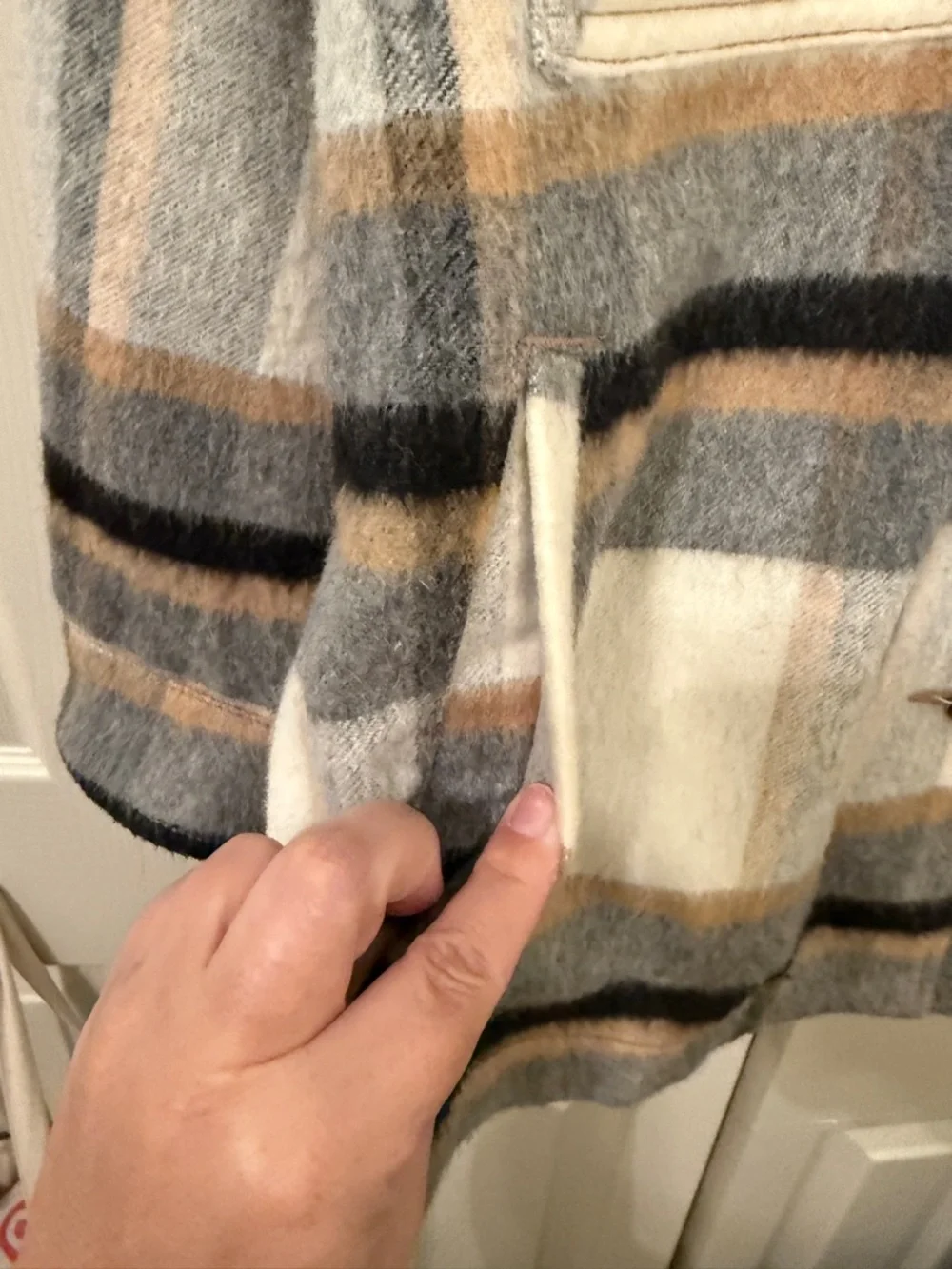 ZARA Plaid Shacket in Cream, Gray & Tan - Picture 5 of 5